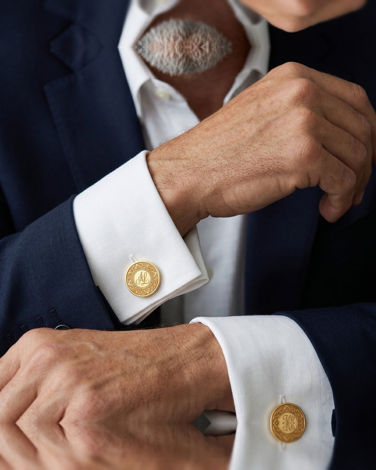 Personalized Monogram Cufflinks | Engraved Floral Initial Cufflinks for Men