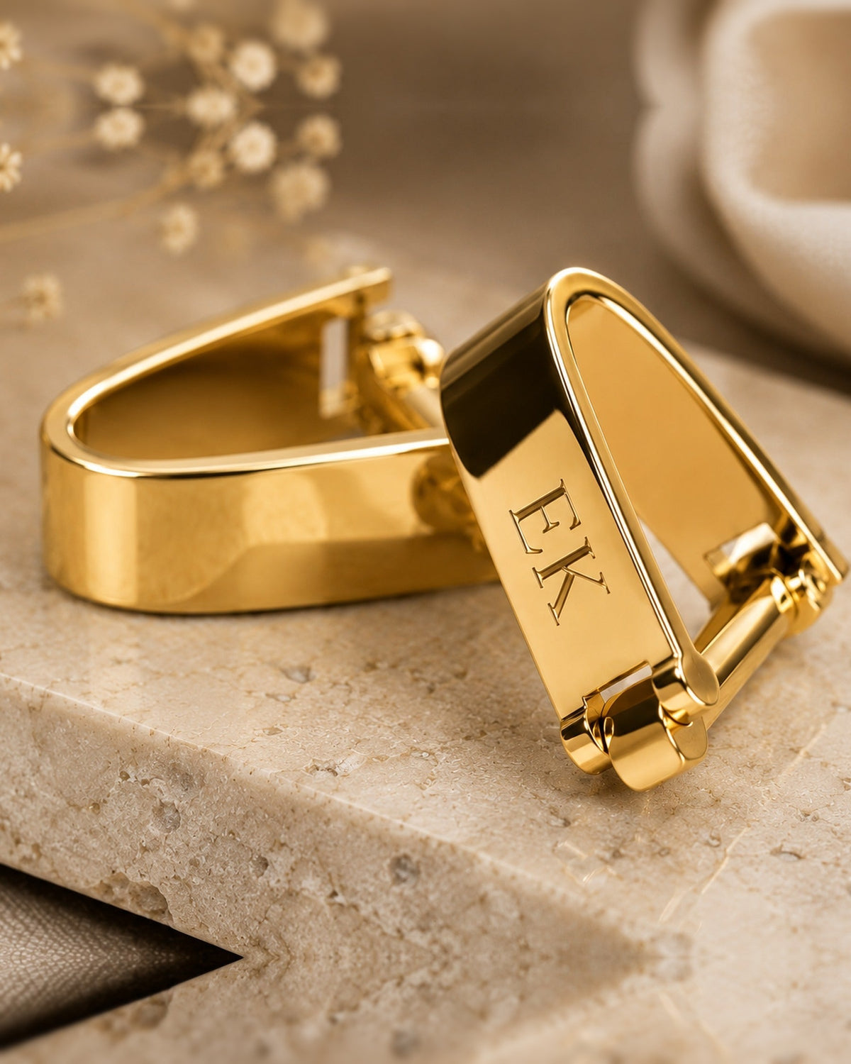Personalized Name Bar Cufflinks | Custom Engraved Initial Wrap Cufflinks