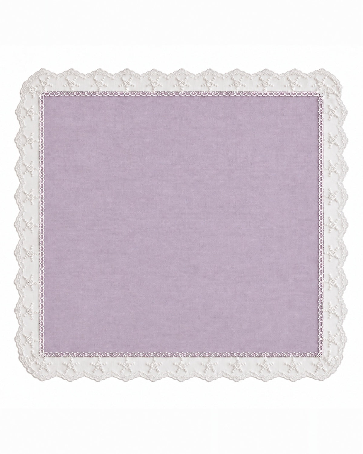 Plain iridescent lilac organza handkerchief with lace edge, no embroidery