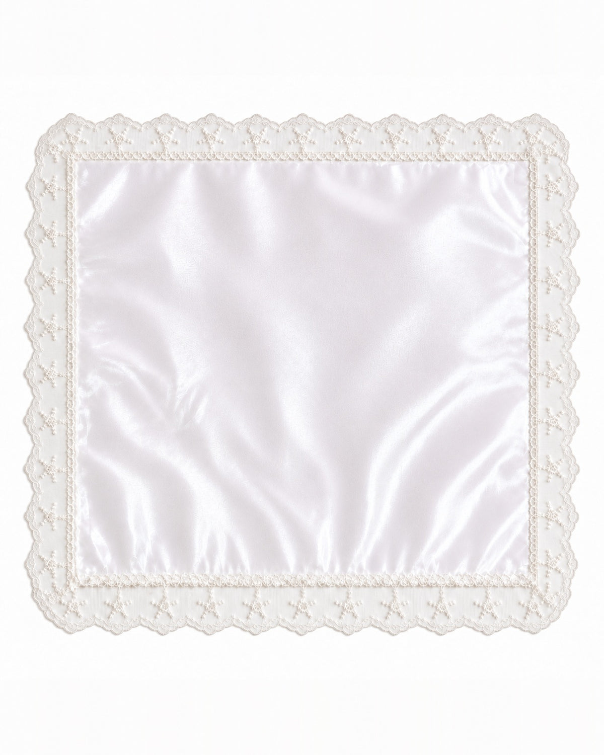 Plain rainbow organza handkerchief with lace edge, no embroidery