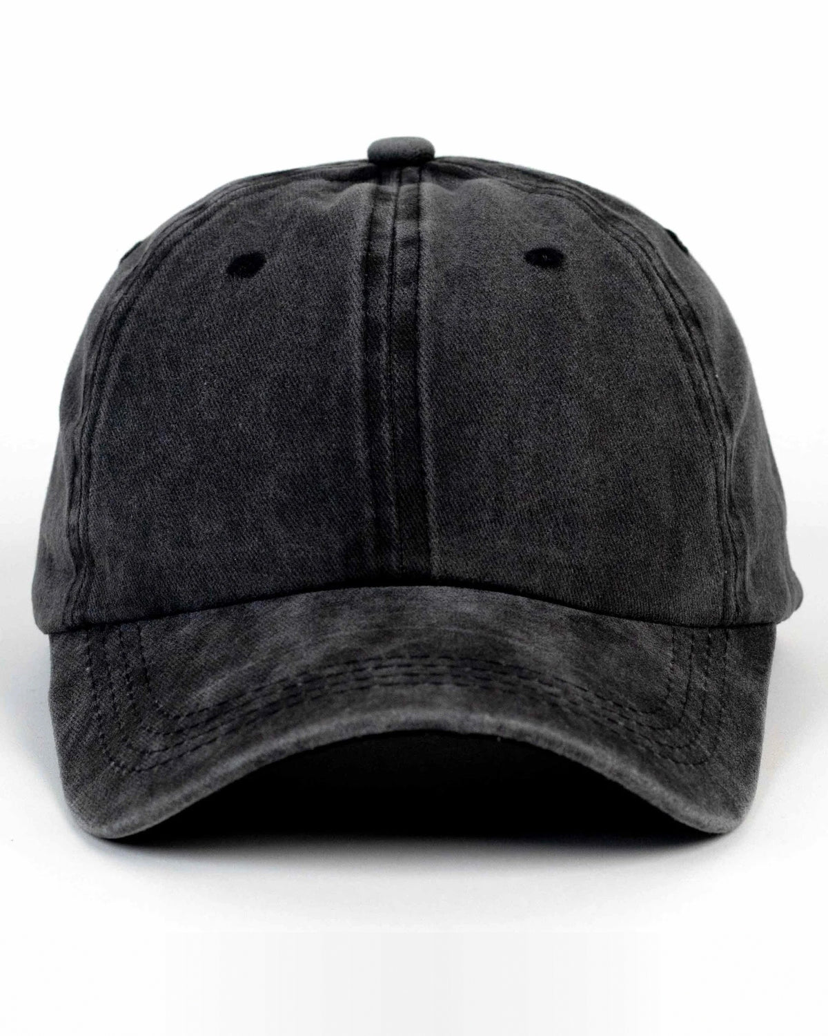 Washed Black dad hat, blank — no embroidery
