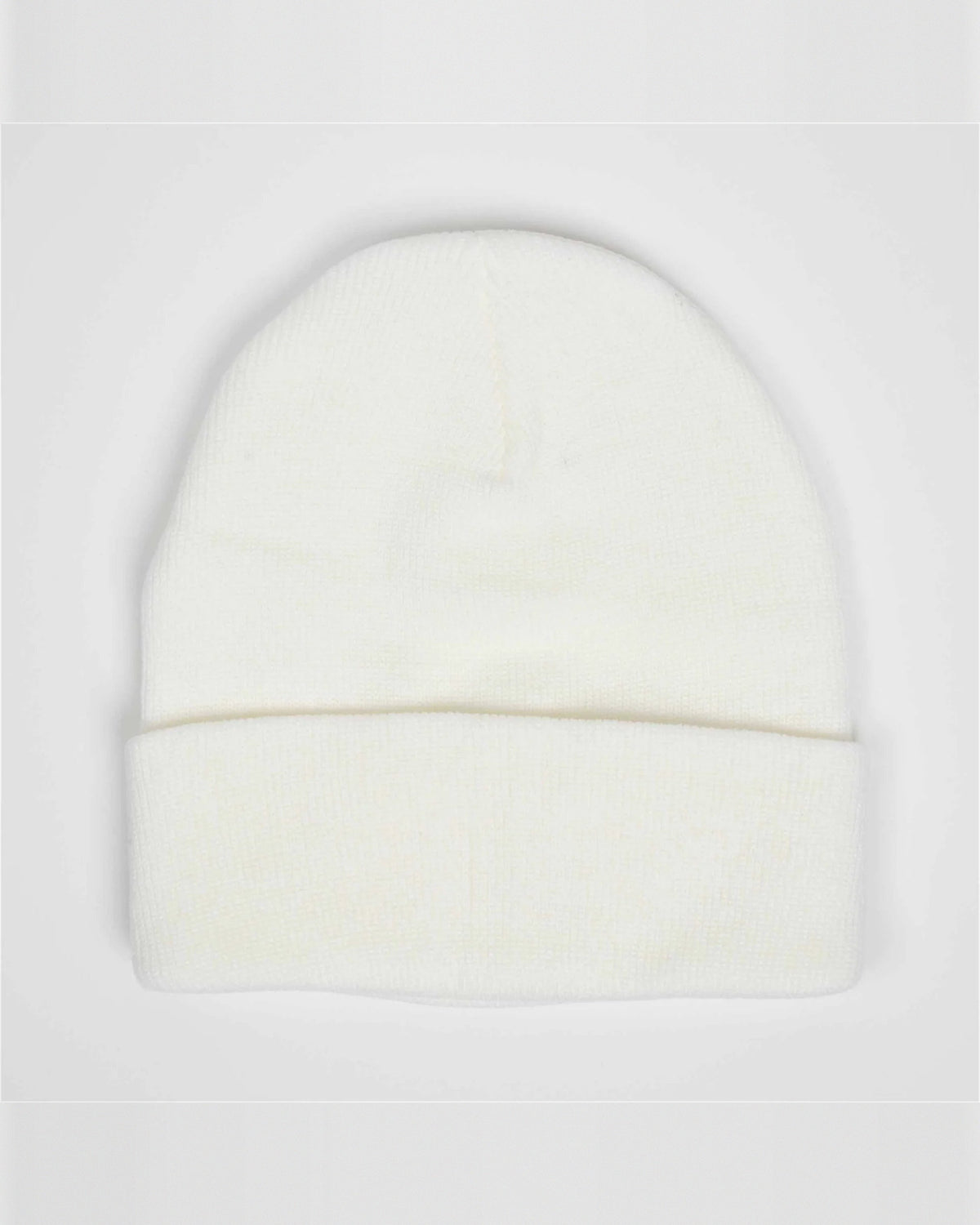 White beanie, blank — no embroidery