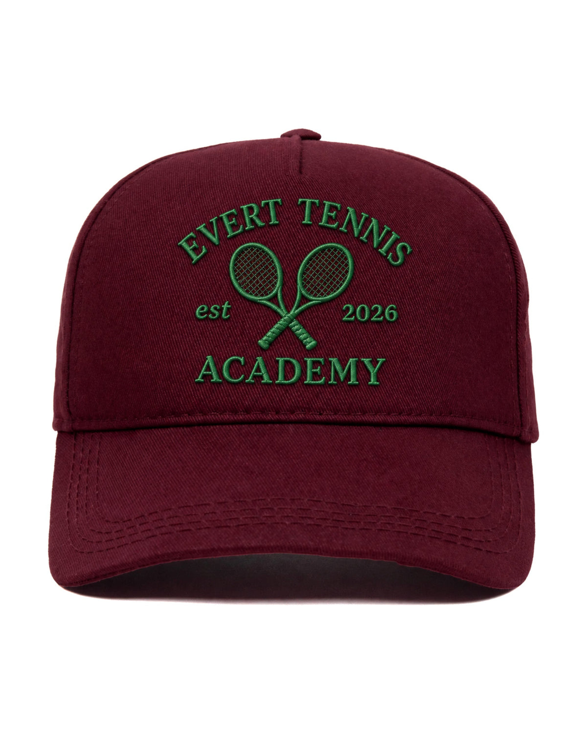 tennis academy embroidered hat — custom embroidered cap, front view